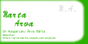 marta arva business card