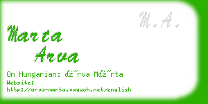 marta arva business card